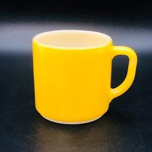 Federal Glass Company Yellow Paint Milk Glass Coffee Mug Vintage Drinkware